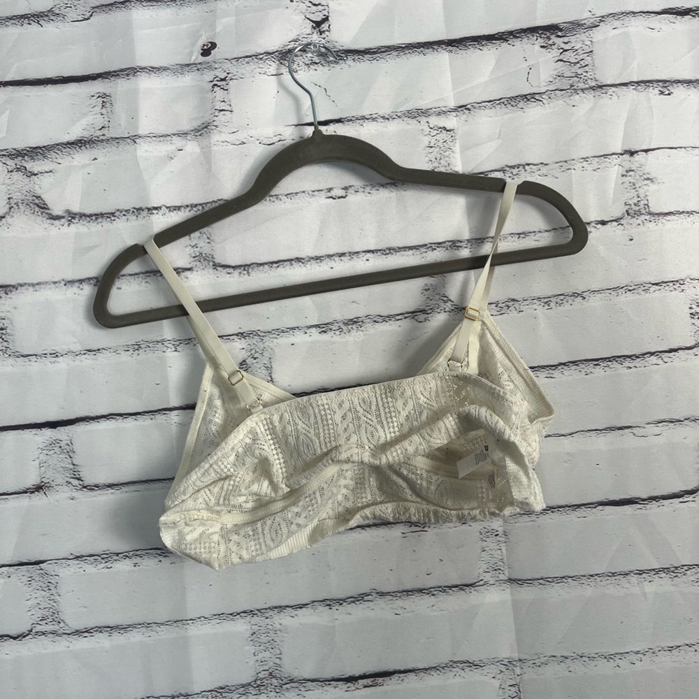 Aerie White Lace Bralette Wireless Women’s Large Soft Stretch Lined Crop Top Y2K - Picture 10 of 14